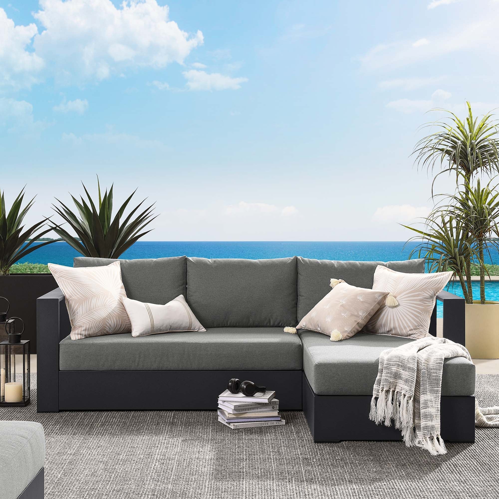 Tahoe 2-Piece Outdoor Aluminum Chaise Sectional Sofa