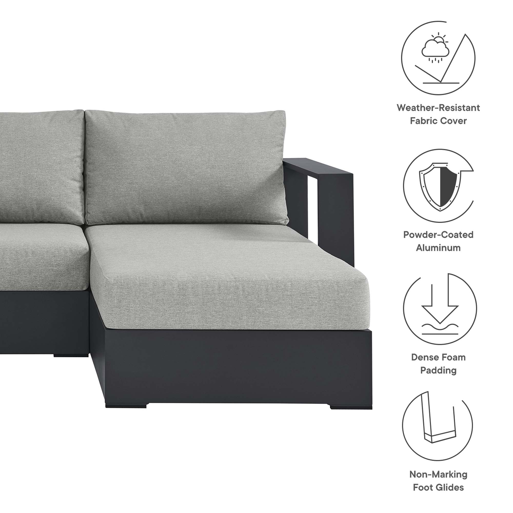 Tahoe 2-Piece Outdoor Aluminum Chaise Sectional Sofa