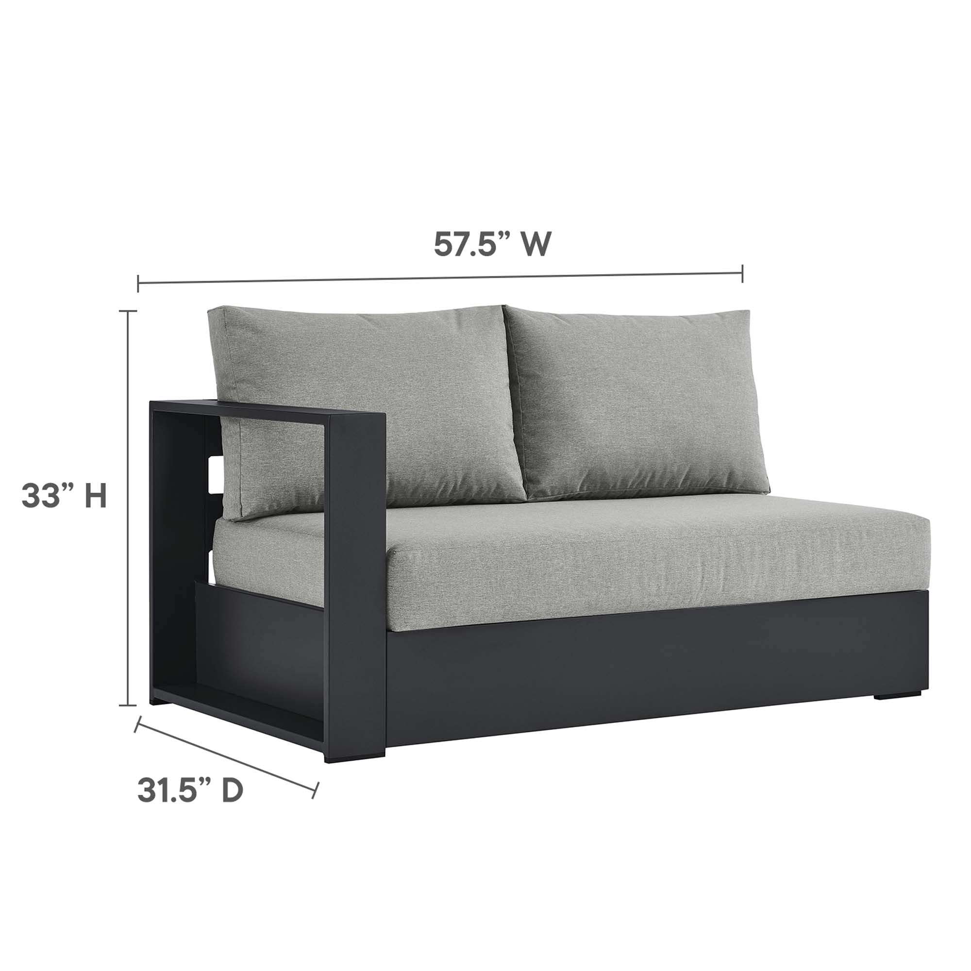Tahoe 2-Piece Outdoor Aluminum Chaise Sectional Sofa