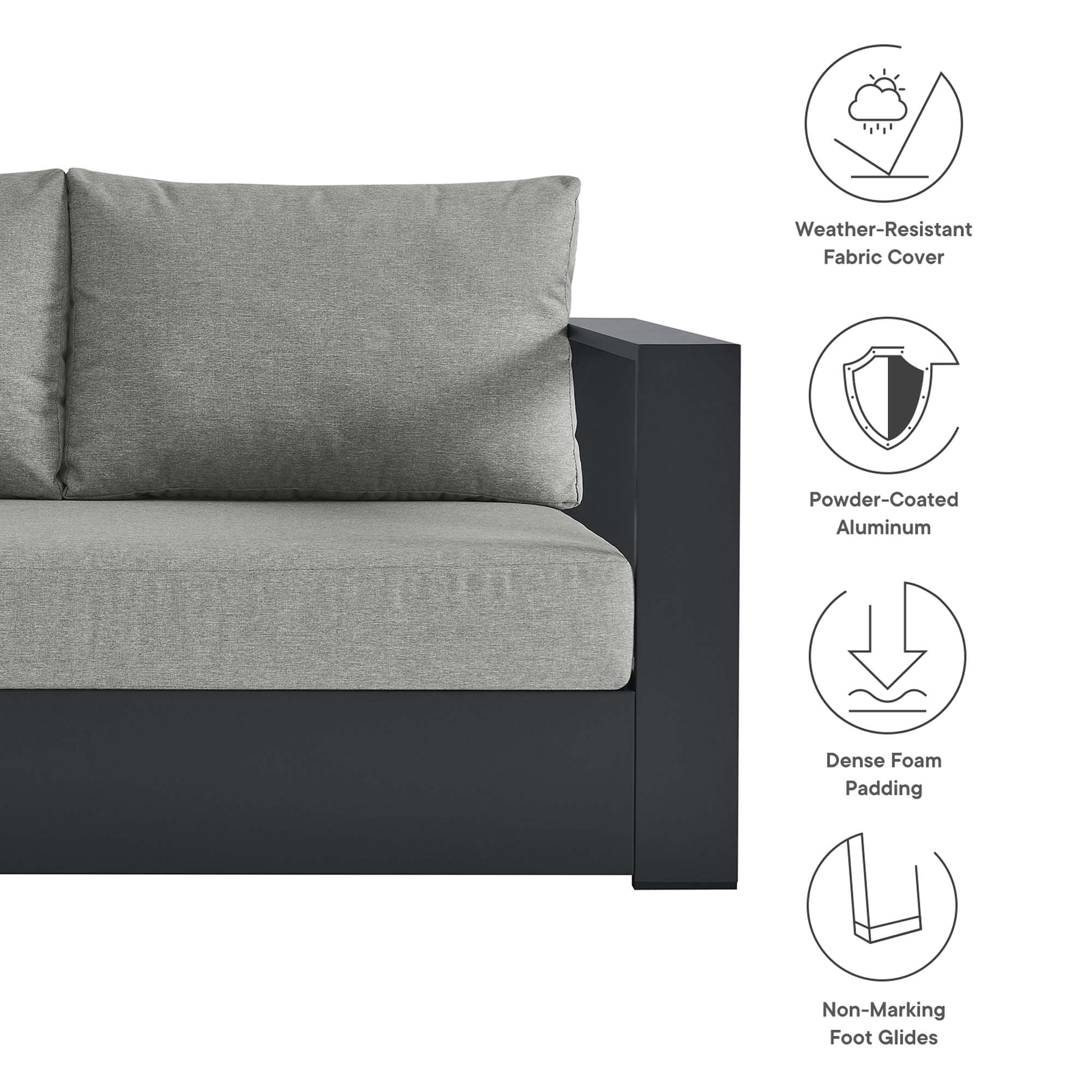 Tahoe 2-Piece Outdoor Patio Powder-Coated Aluminum Sectional Sofa Set