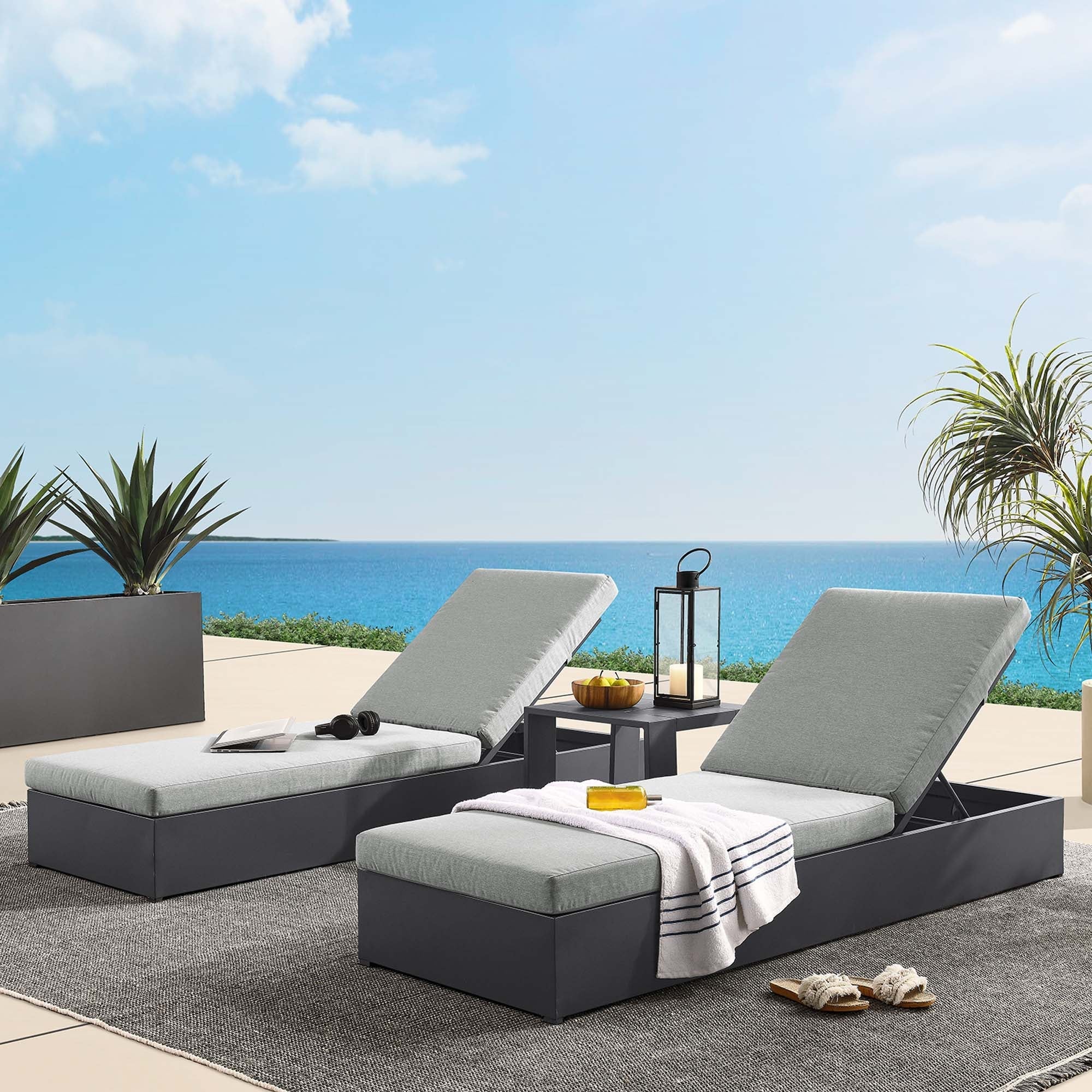 Tahoe 3-Piece Outdoor Patio Chaise Lounge Set
