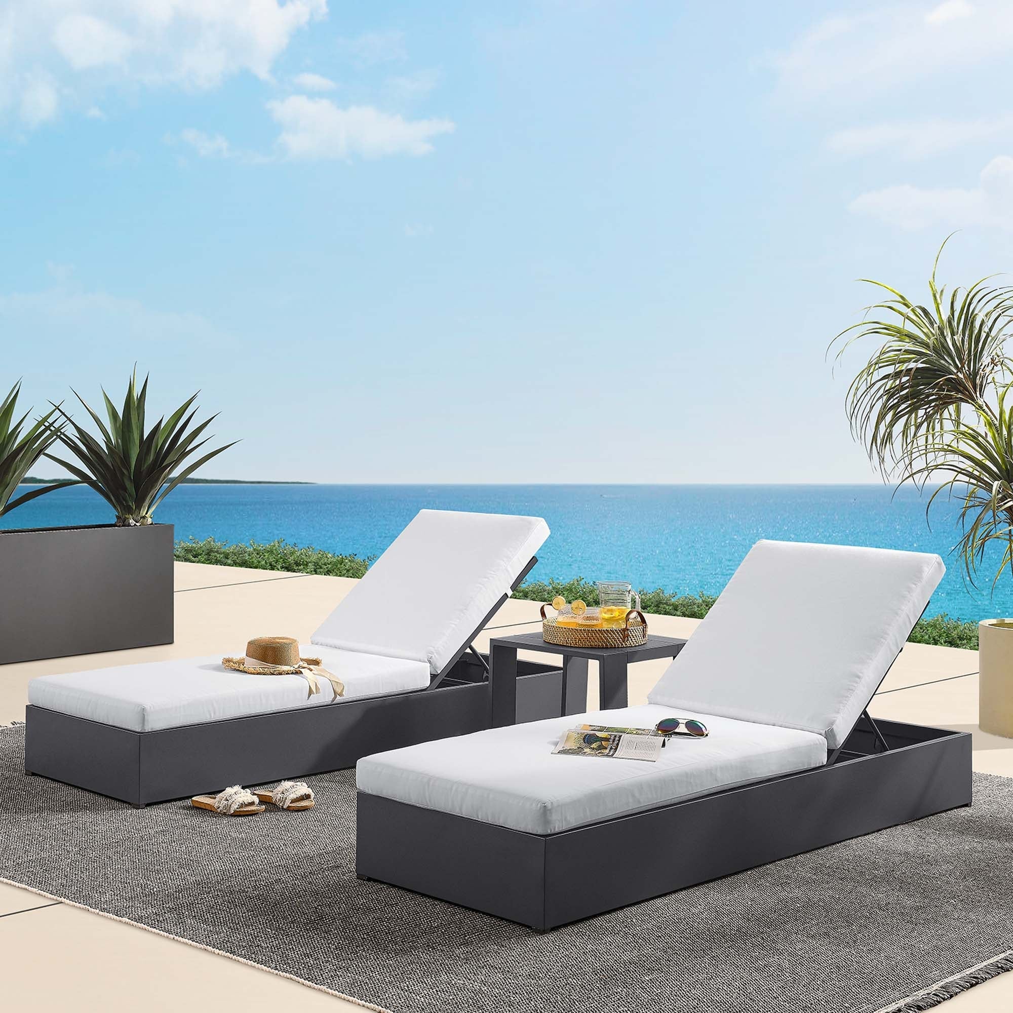 Tahoe 3-Piece Outdoor Patio Chaise Lounge Set