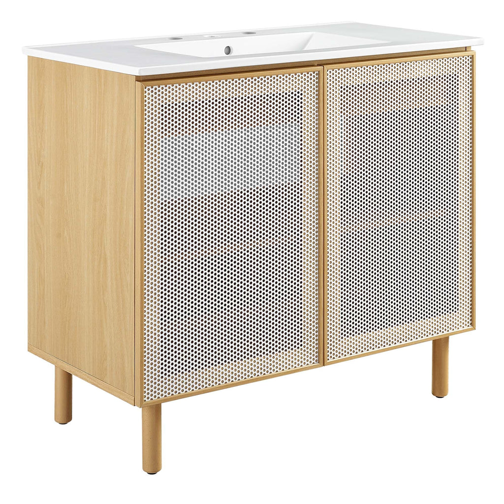 Calla 36" Perforated Metal Bathroom Vanity by Modway