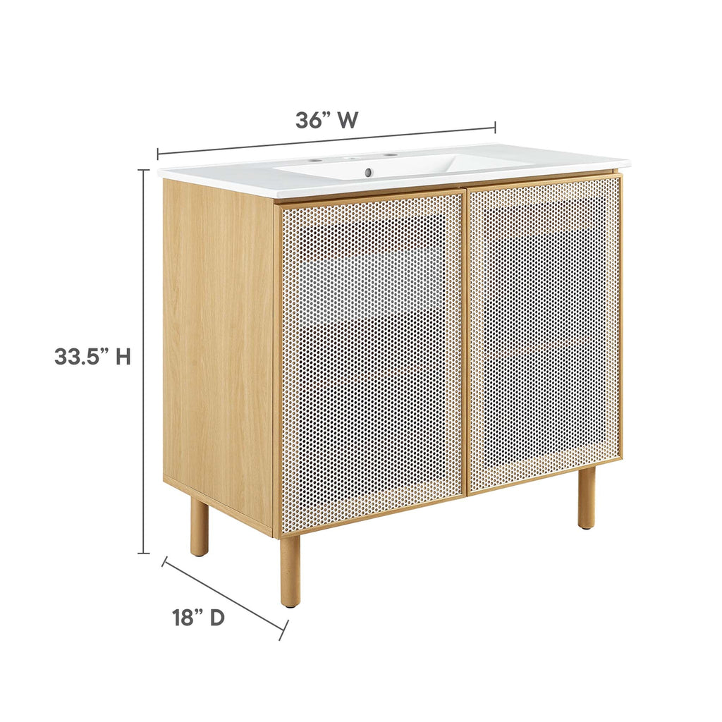 Calla 36" Perforated Metal Bathroom Vanity by Modway