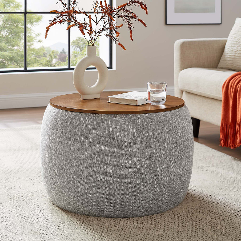 Perla Woven Heathered Fabric Upholstered Storage Ottoman by Modway