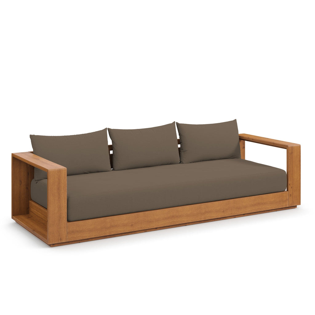 Tahoe Outdoor Patio Acacia Wood Ottoman by Modway