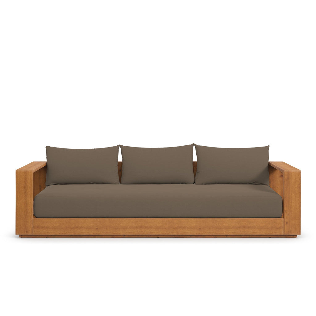 Tahoe Outdoor Patio Acacia Wood Ottoman by Modway