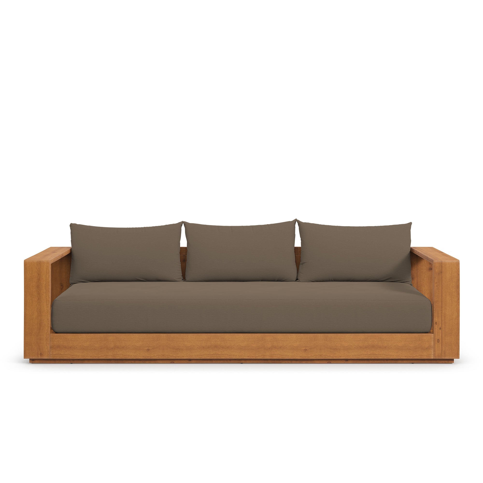 Tahoe Outdoor Patio Acacia Wood Ottoman by Modway