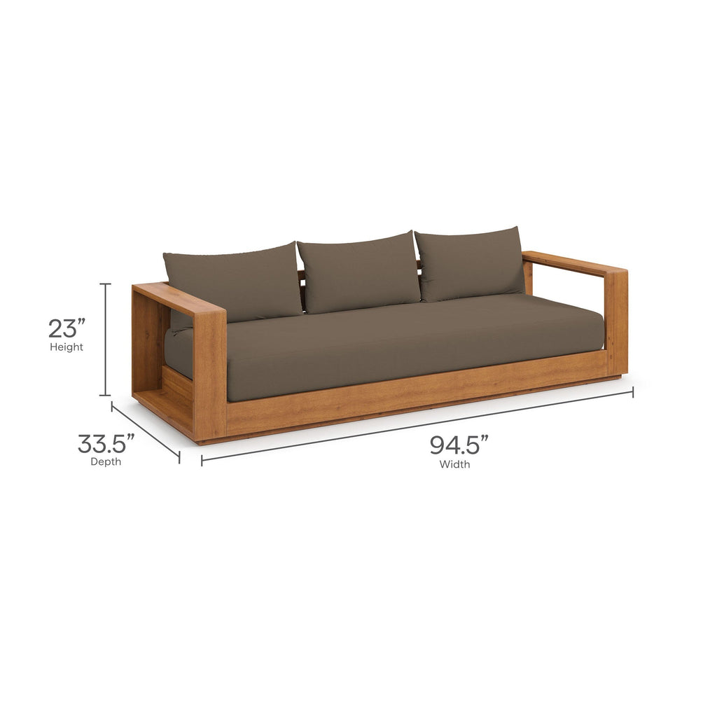 Tahoe Outdoor Patio Acacia Wood Ottoman by Modway