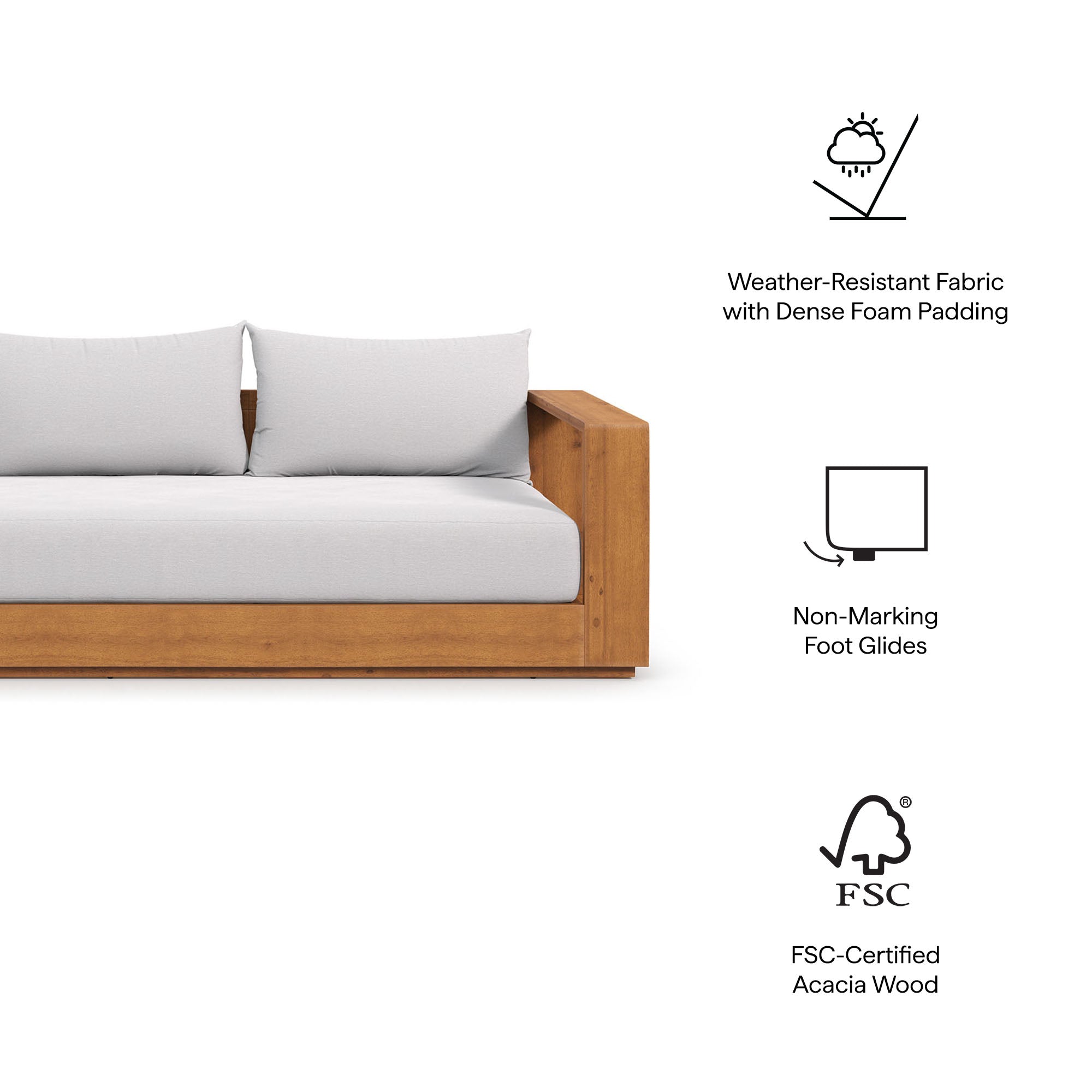Tahoe Outdoor Patio Acacia Wood Ottoman by Modway