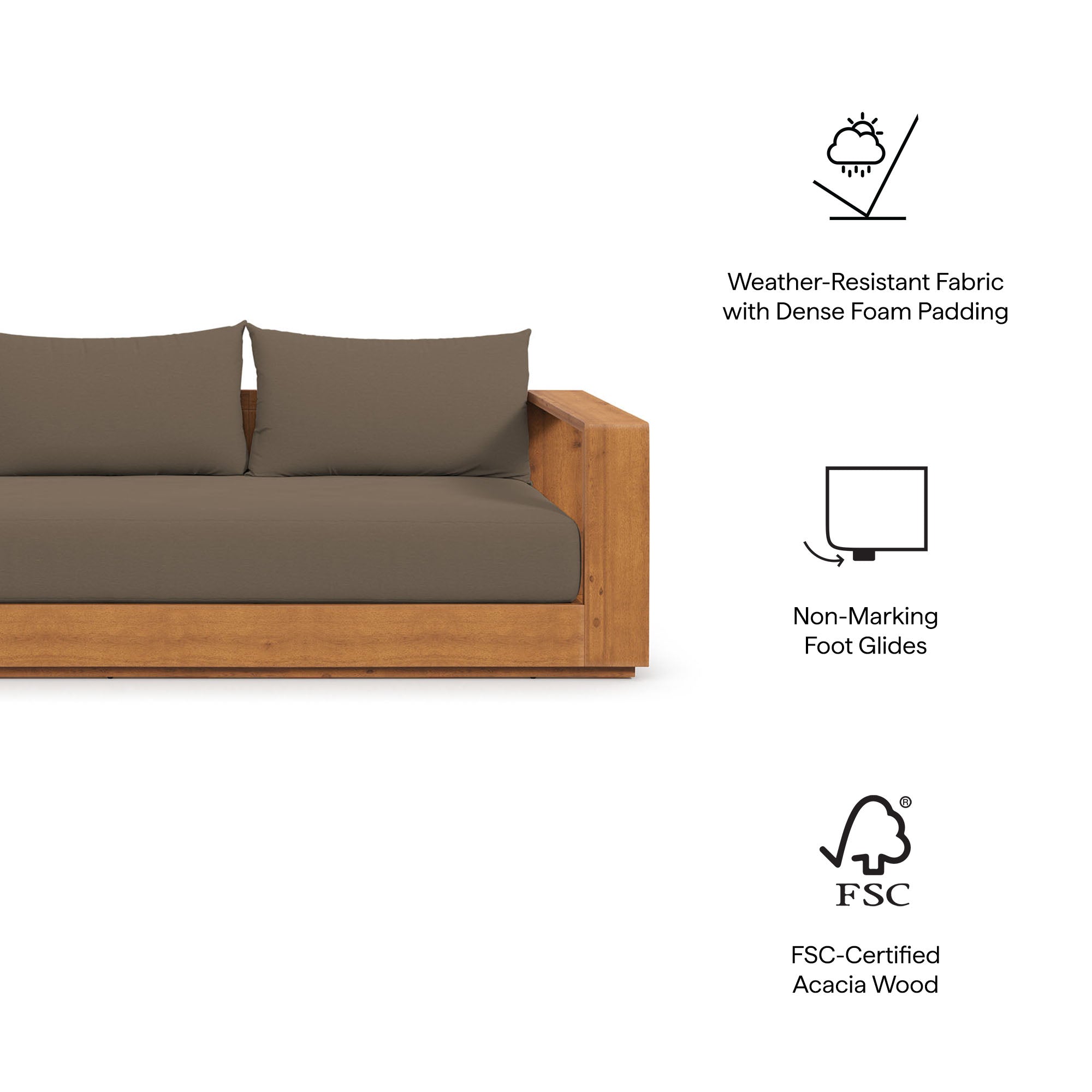 Tahoe 2-Piece Outdoor Patio Acacia Wood Sofa and Coffee Table Set by Modway