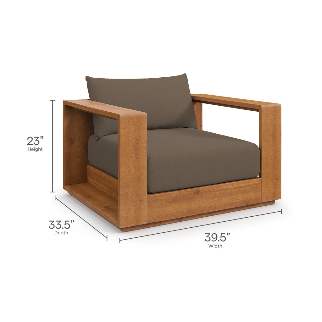 Tahoe 2-Piece Outdoor Patio Acacia Wood Armchair and Ottoman Set by Modway