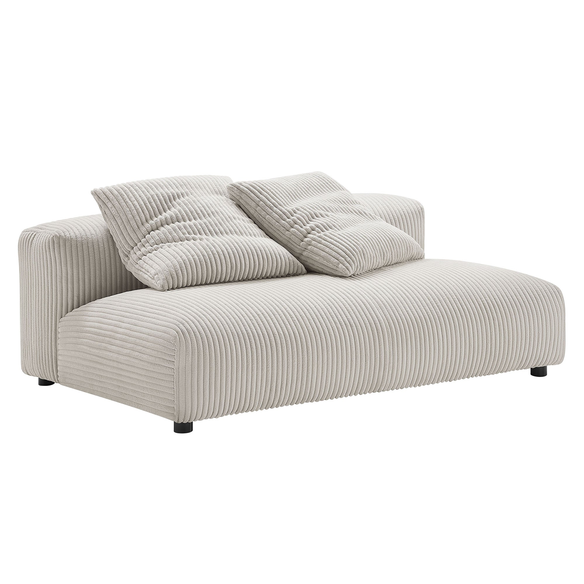 Solace Modular Corduroy Upholstered Armless Loveseat and Ottoman Set