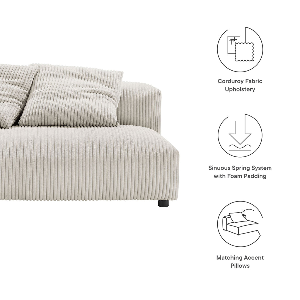 Solace Modular Corduroy Upholstered Armless Loveseat by Modway