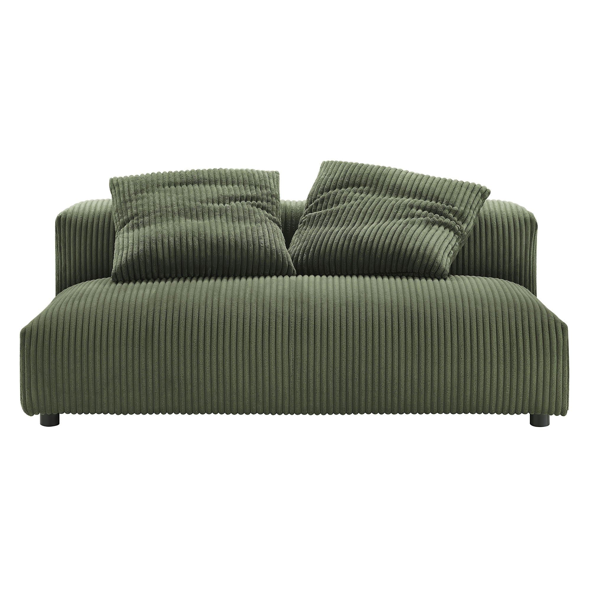 Solace Modular Corduroy Upholstered Armless Loveseat and Ottoman Set