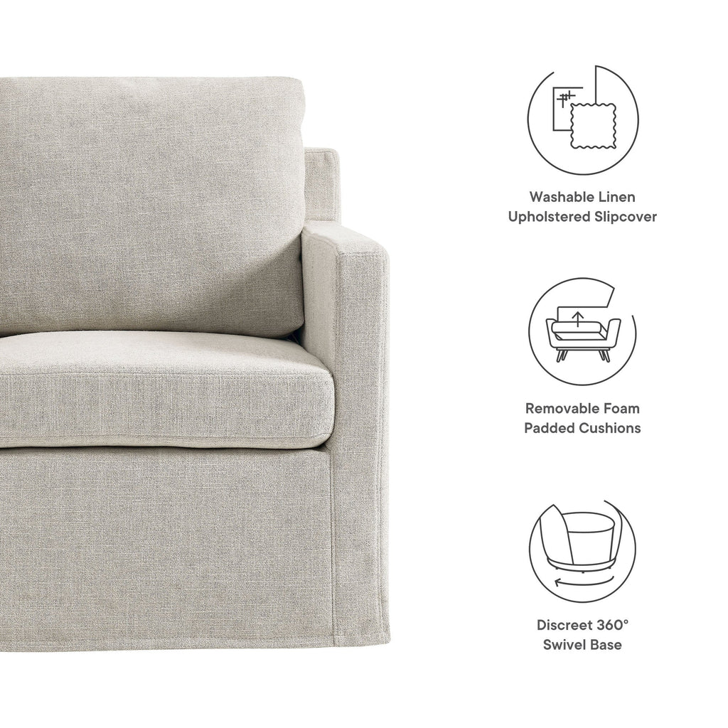 Serene Fabric Slipcovered Swivel Armchair by Modway