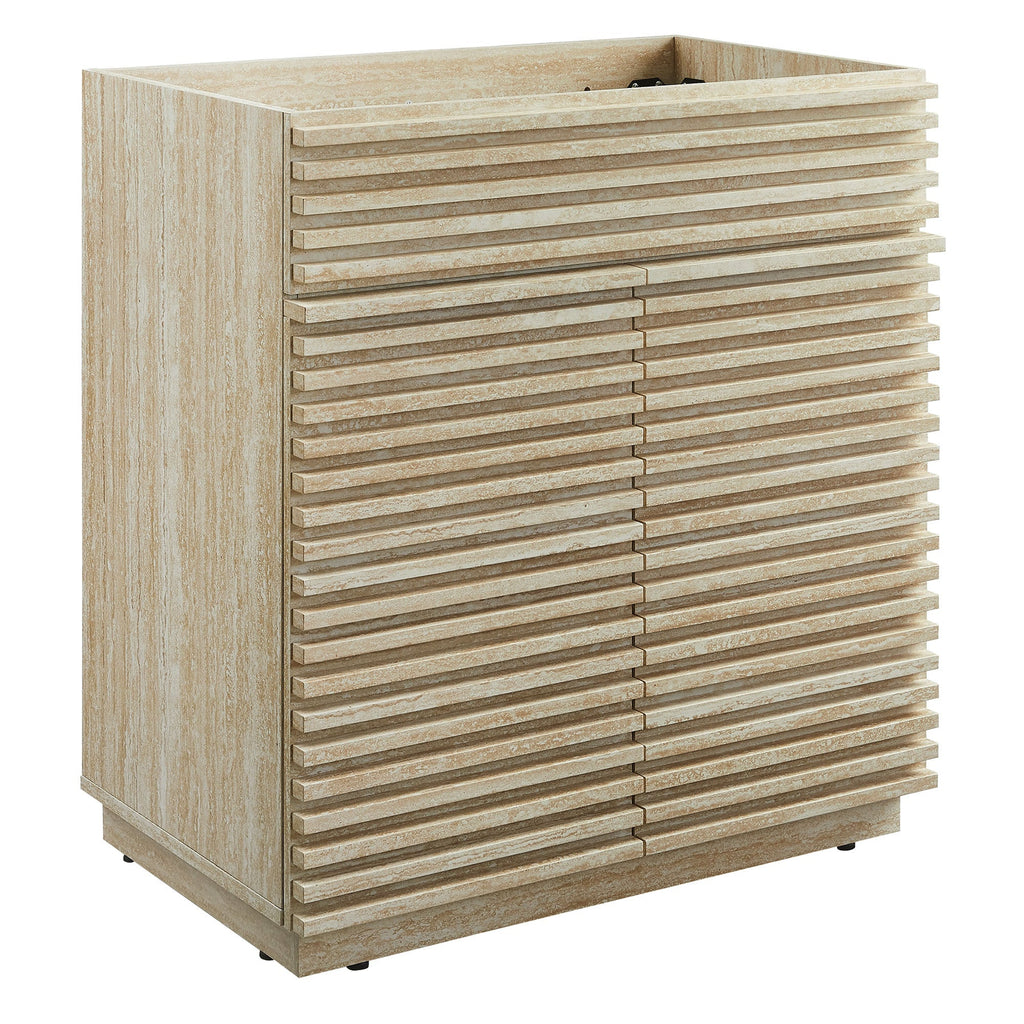 Render 30" Faux Travertine Bathroom Vanity Cabinet