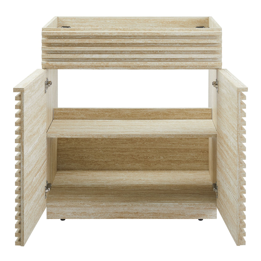 Render 30" Faux Travertine Bathroom Vanity Cabinet