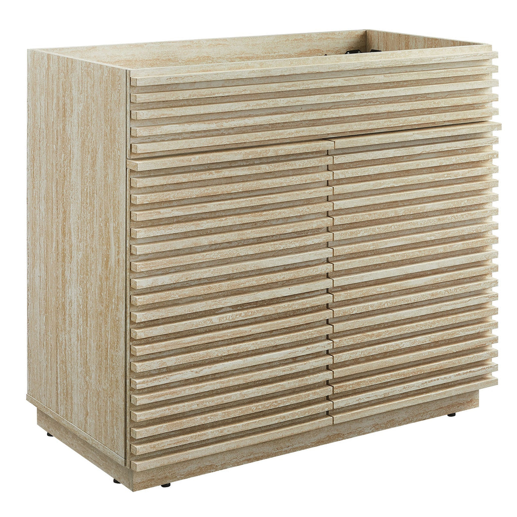 Render 36" Faux Travertine Bathroom Vanity Cabinet
