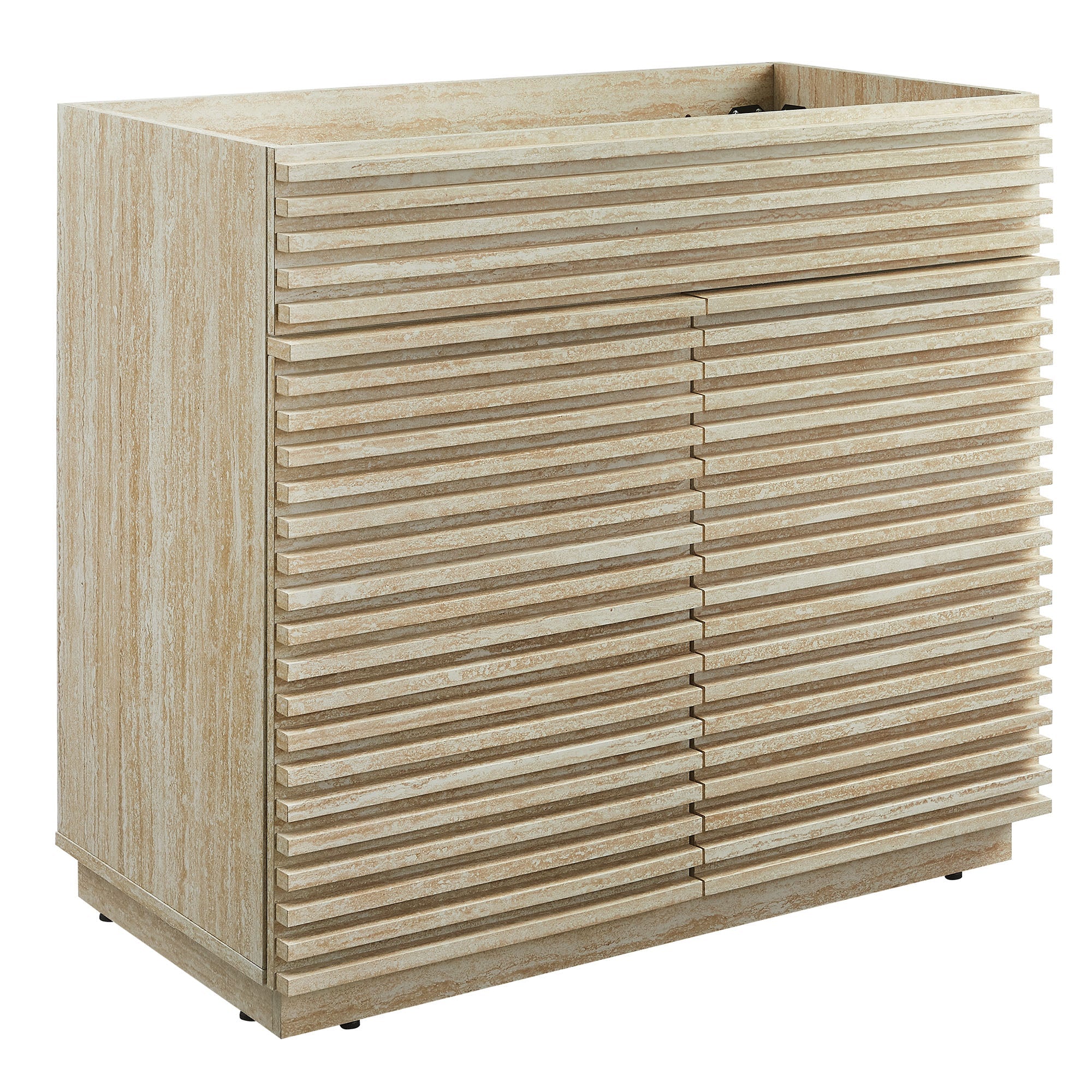 Render 36" Faux Travertine Bathroom Vanity Cabinet