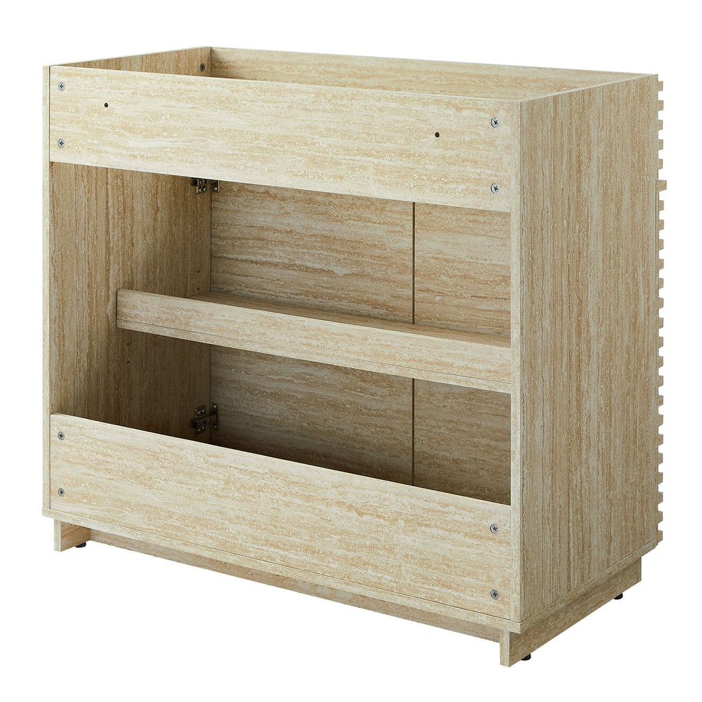 Render 36" Faux Travertine Bathroom Vanity Cabinet
