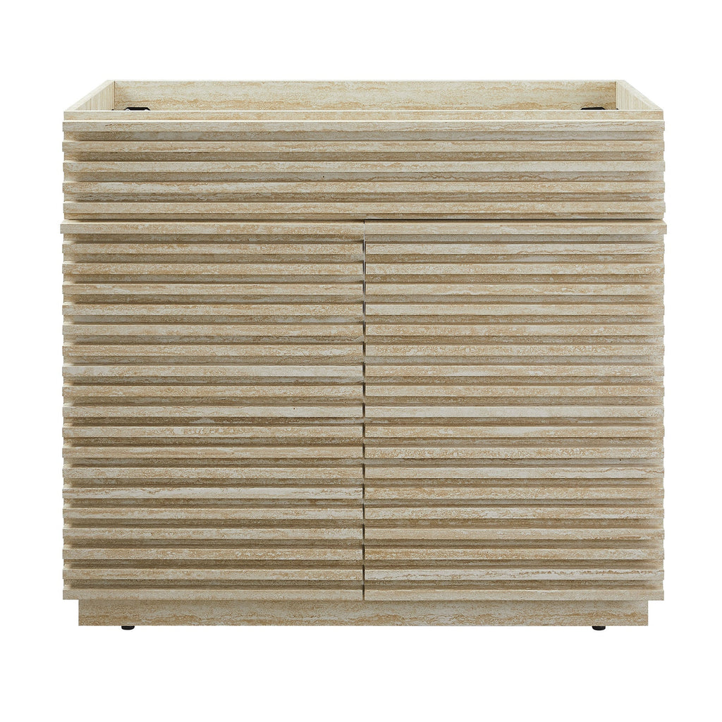Render 36" Faux Travertine Bathroom Vanity Cabinet