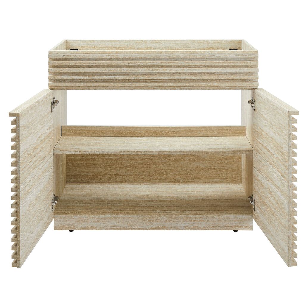 Render 36" Faux Travertine Bathroom Vanity Cabinet
