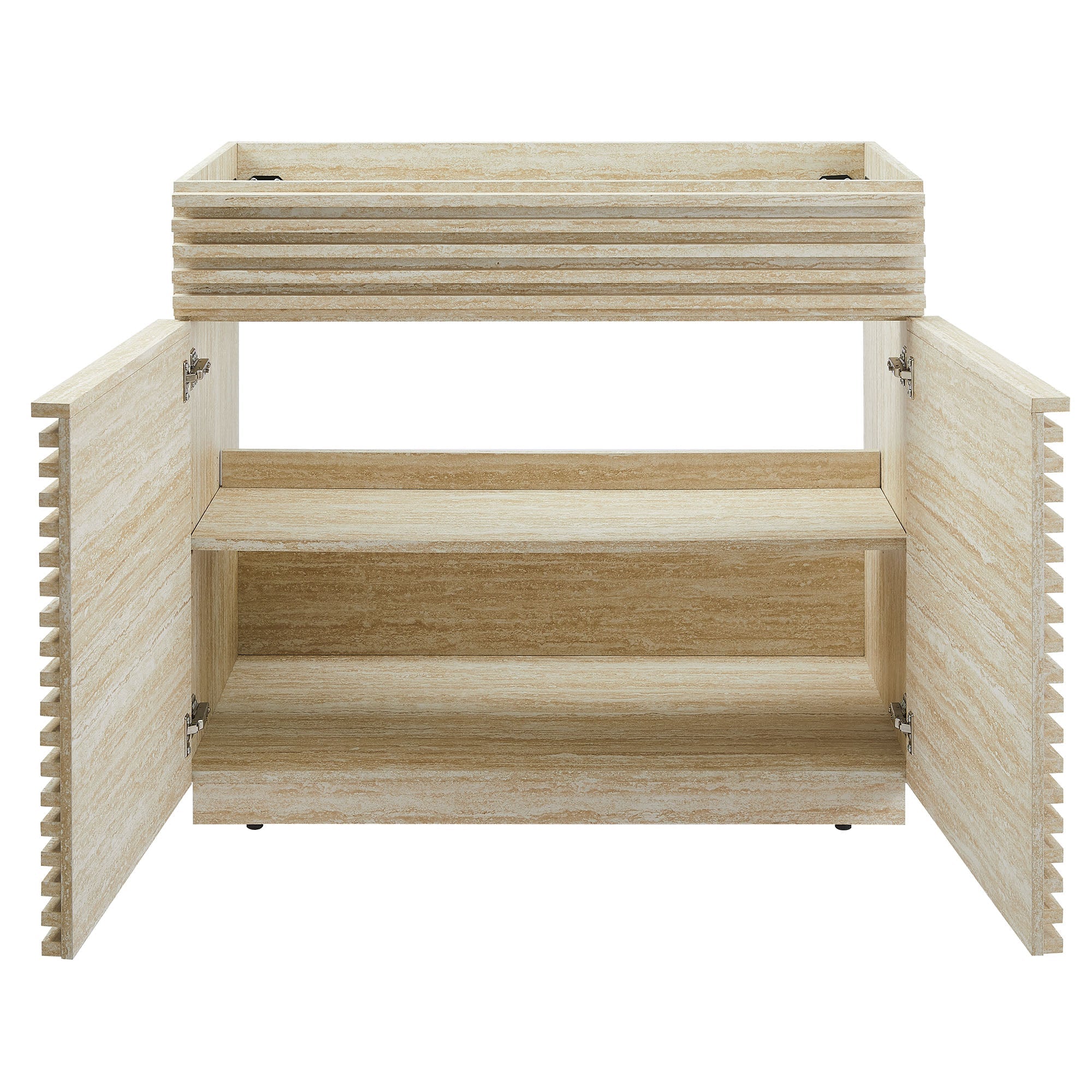 Render 36" Faux Travertine Bathroom Vanity Cabinet
