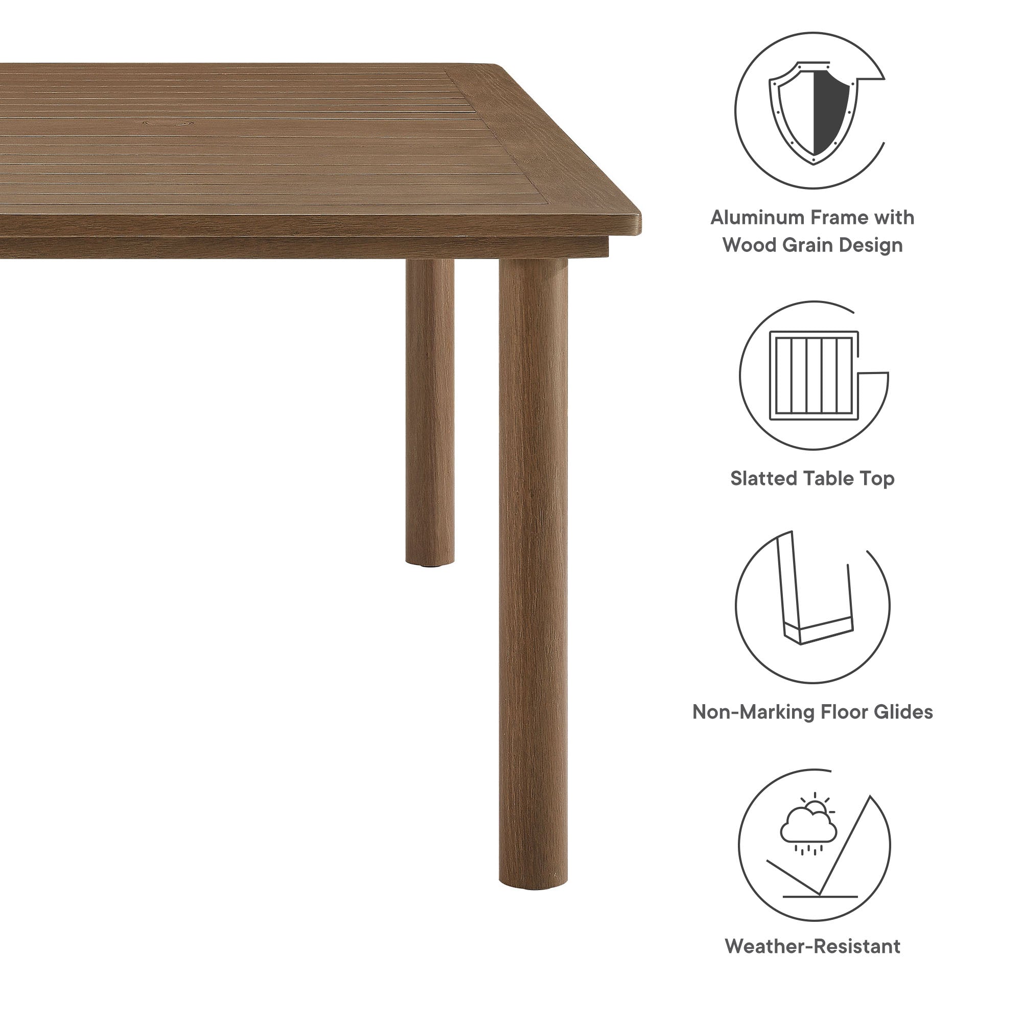 Parkland 76" Outdoor Aluminum Patio Dining Table by Modway