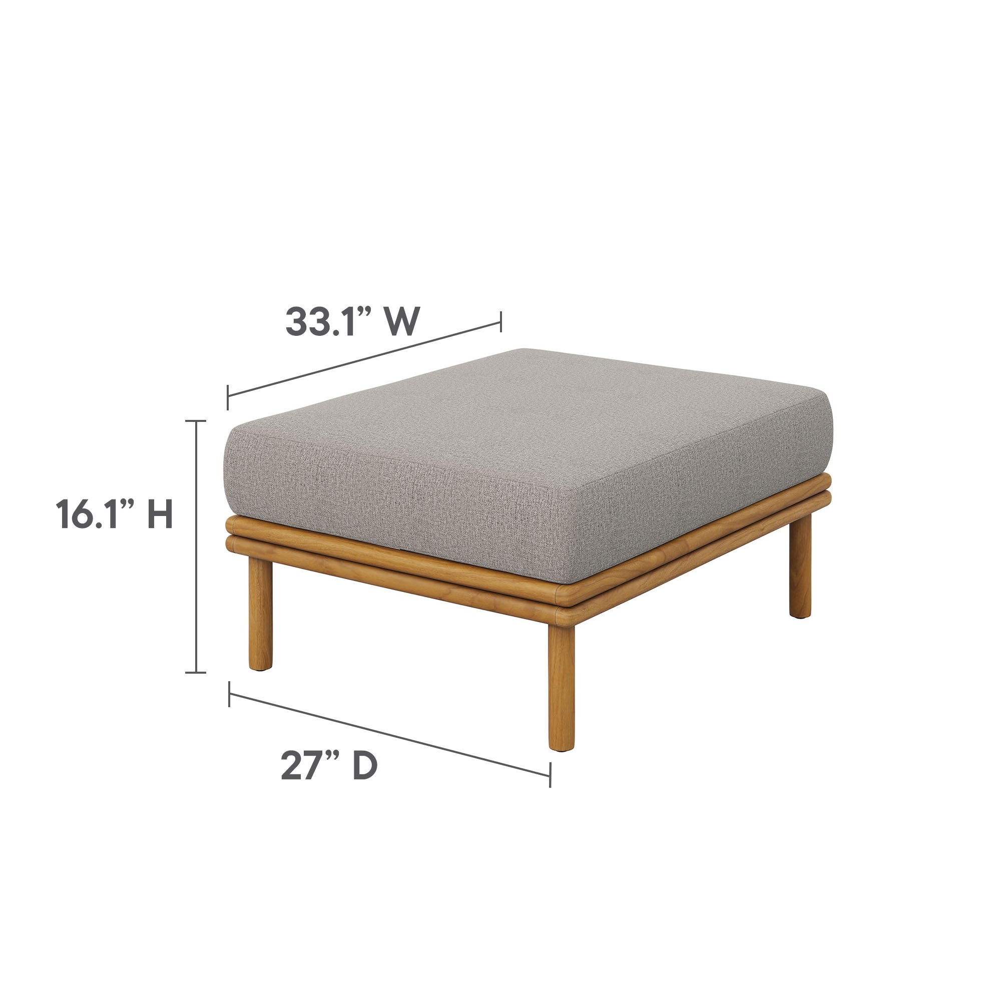 Wren Outdoor Patio Teak Wood Ottoman By Modway
