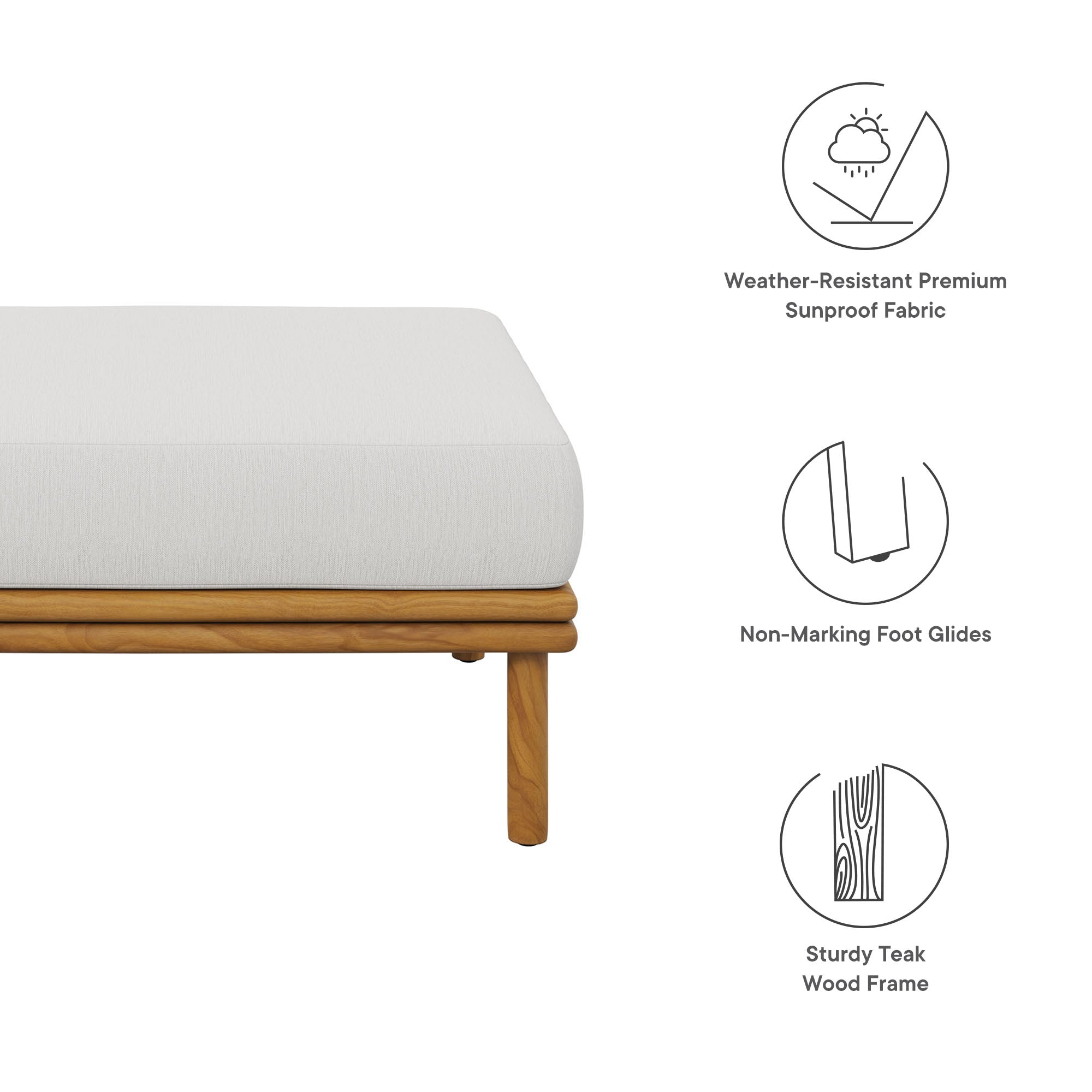 Wren Outdoor Patio Teak Wood Ottoman By Modway