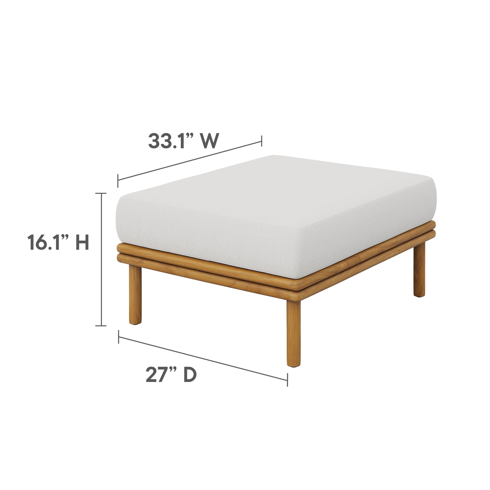 Wren Outdoor Patio Teak Wood Ottoman By Modway