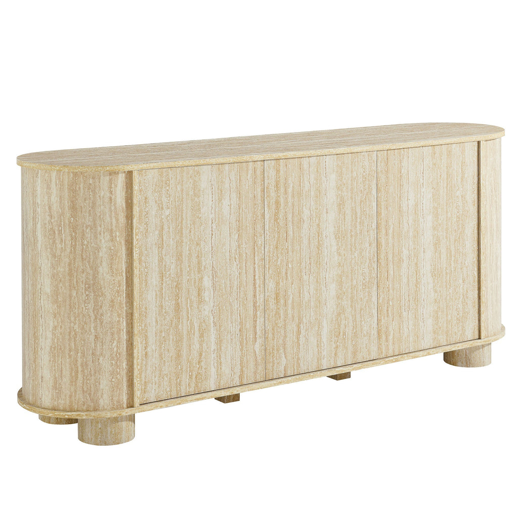 Overture 3-Door Oval Faux Travertine Sideboard by Modway