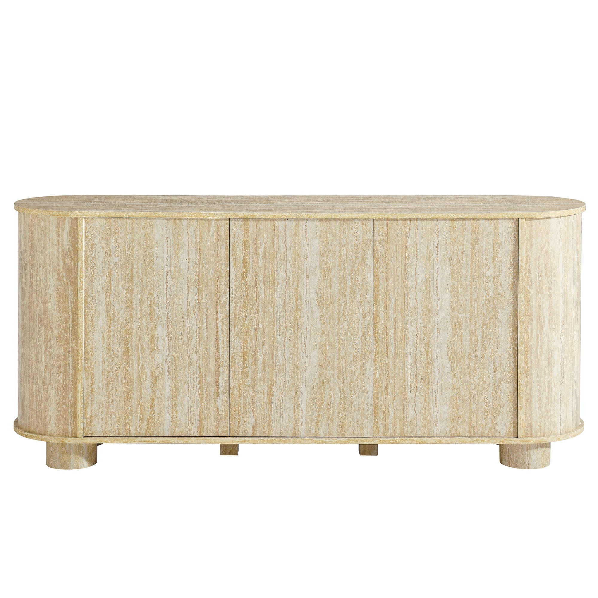 Overture 3-Door Oval Faux Travertine Sideboard by Modway