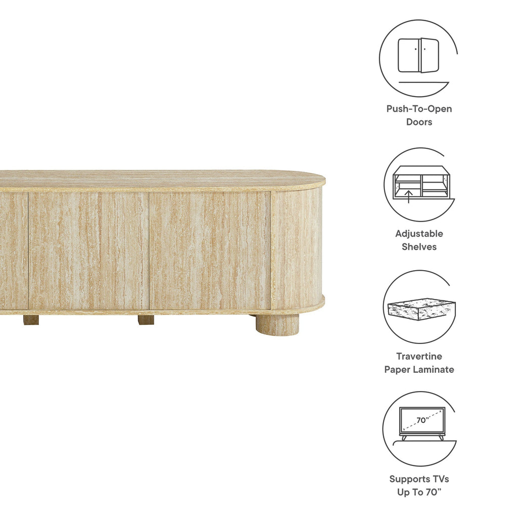 Overture 63” Oval Faux Travertine TV Stand by Modway