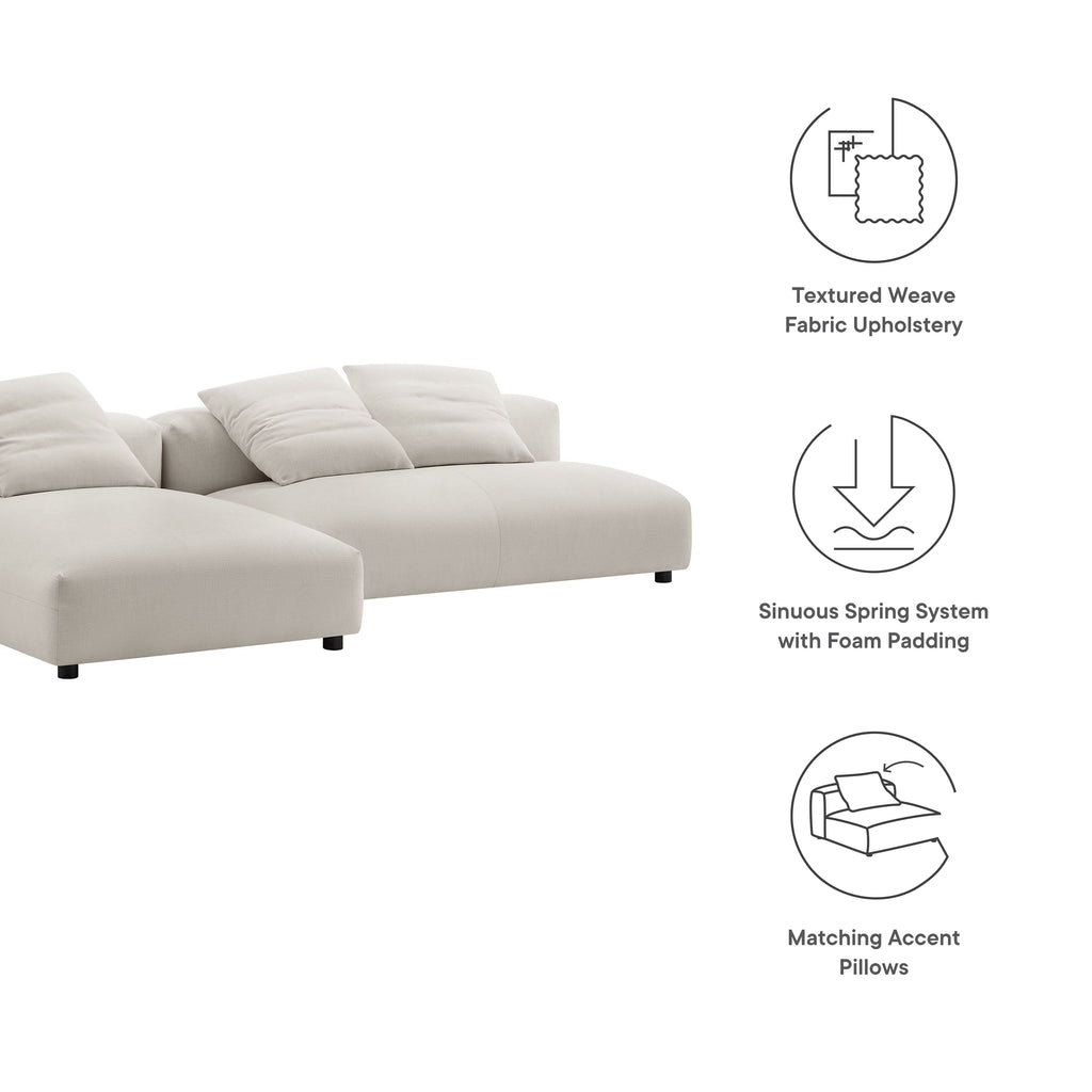 Solace 2-Piece Modular Upholstered Fabric Sectional Sofa with Chaise by Modway