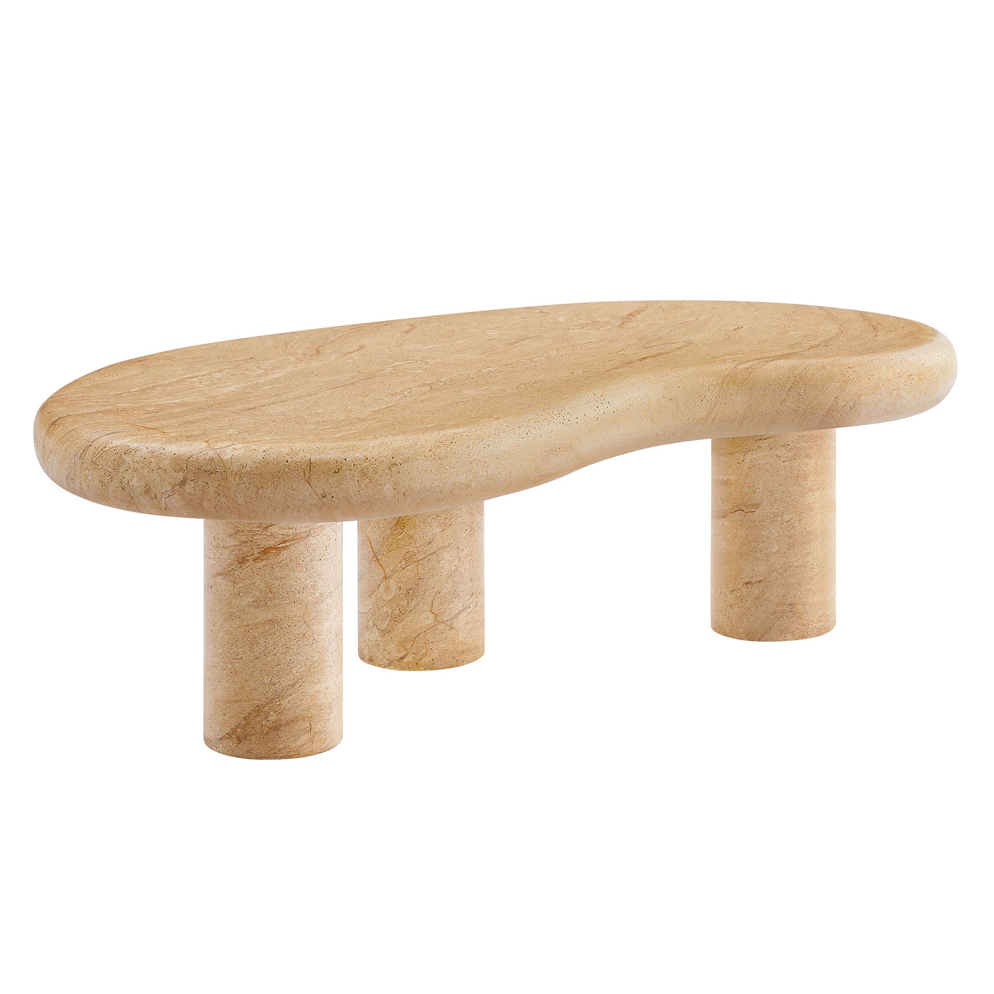 Elowen Indoor Outdoor Patio Textured Faux Travertine Coffee Table