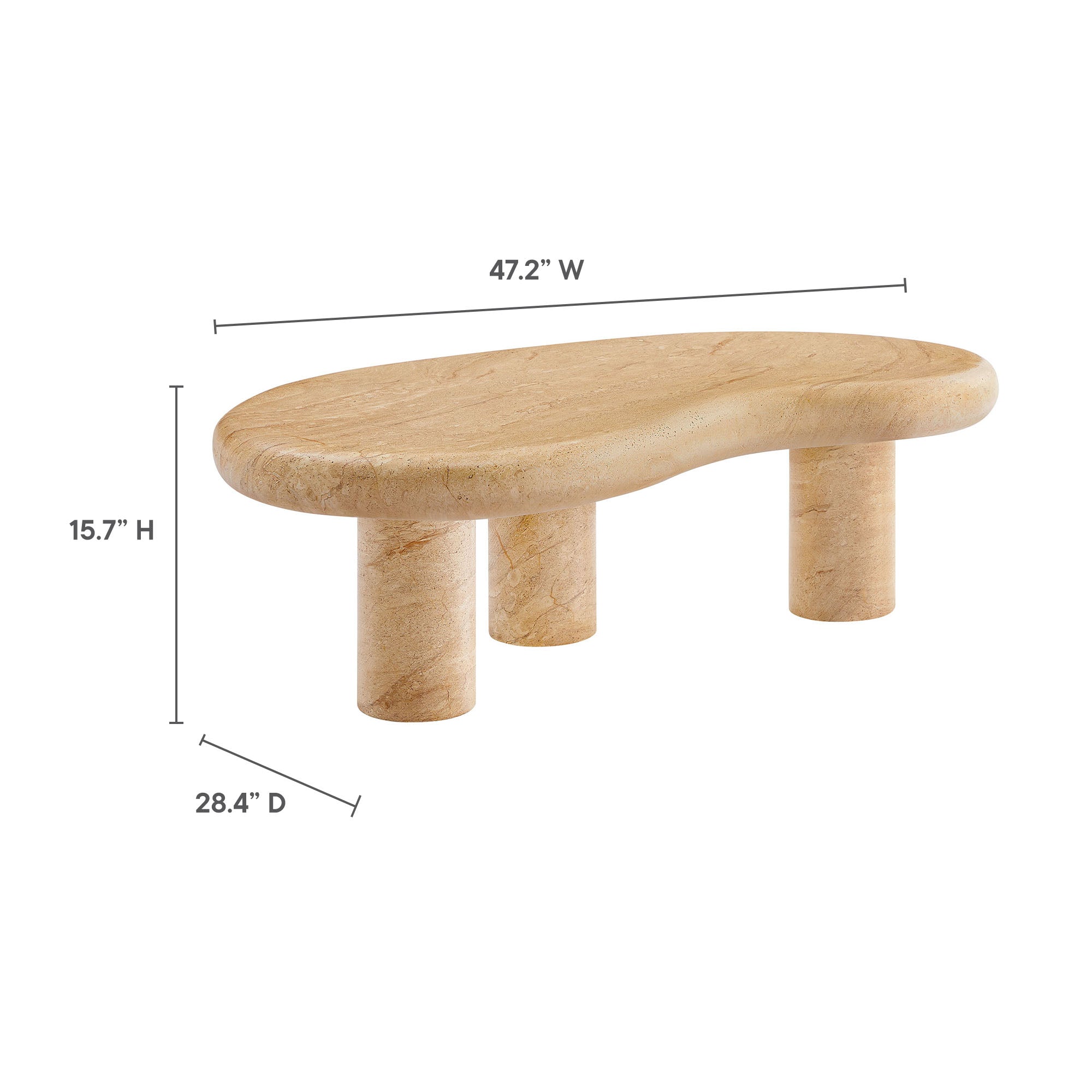 Elowen Indoor Outdoor Patio Textured Faux Travertine Coffee Table