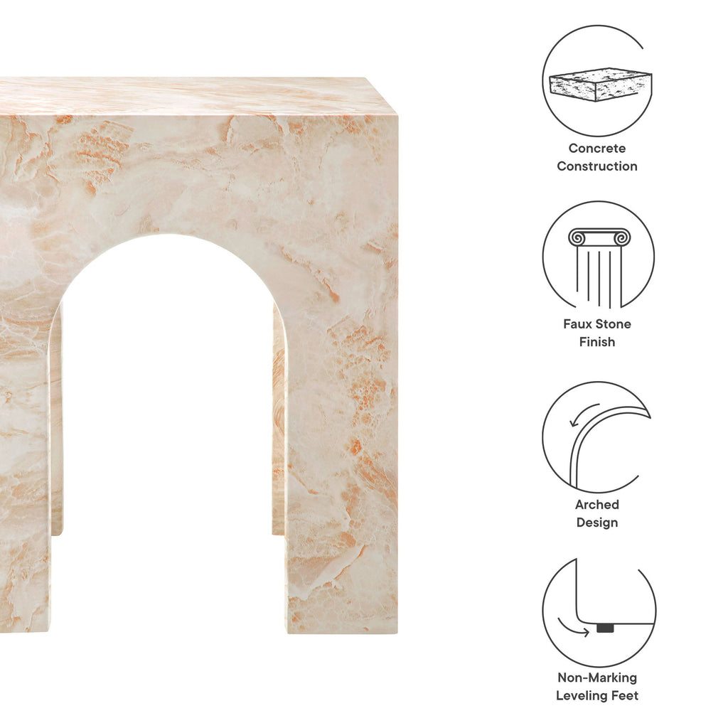 Valen Square Indoor-Outdoor Patio Arched Concrete Side Table by Modway