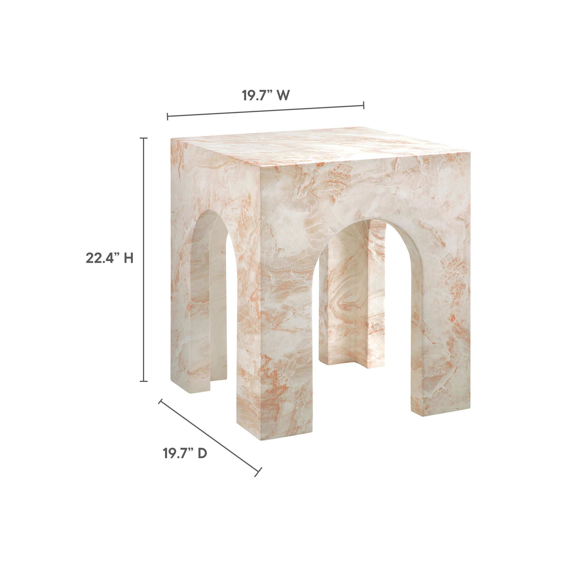 Valen Square Indoor-Outdoor Patio Arched Concrete Side Table by Modway