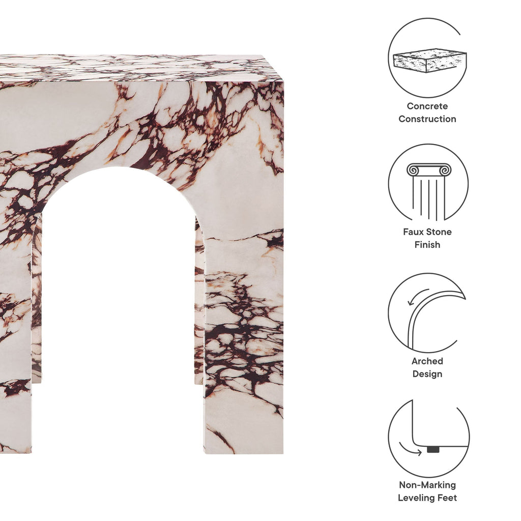 Valen Square Indoor-Outdoor Patio Arched Concrete Side Table by Modway