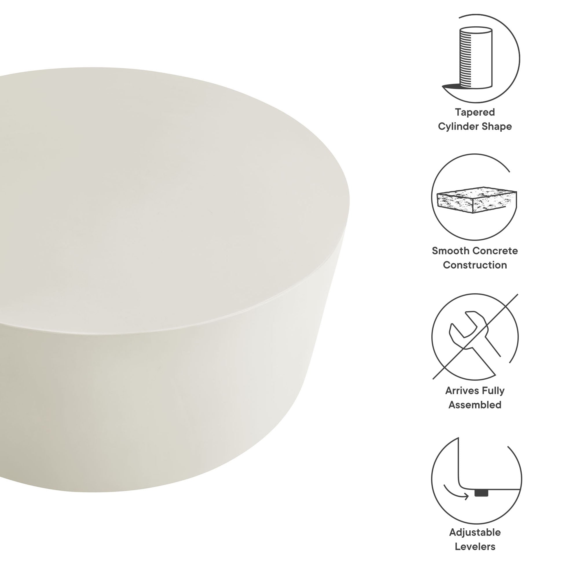 Brion Round Indoor-Outdoor Concrete Coffee Table by Modway