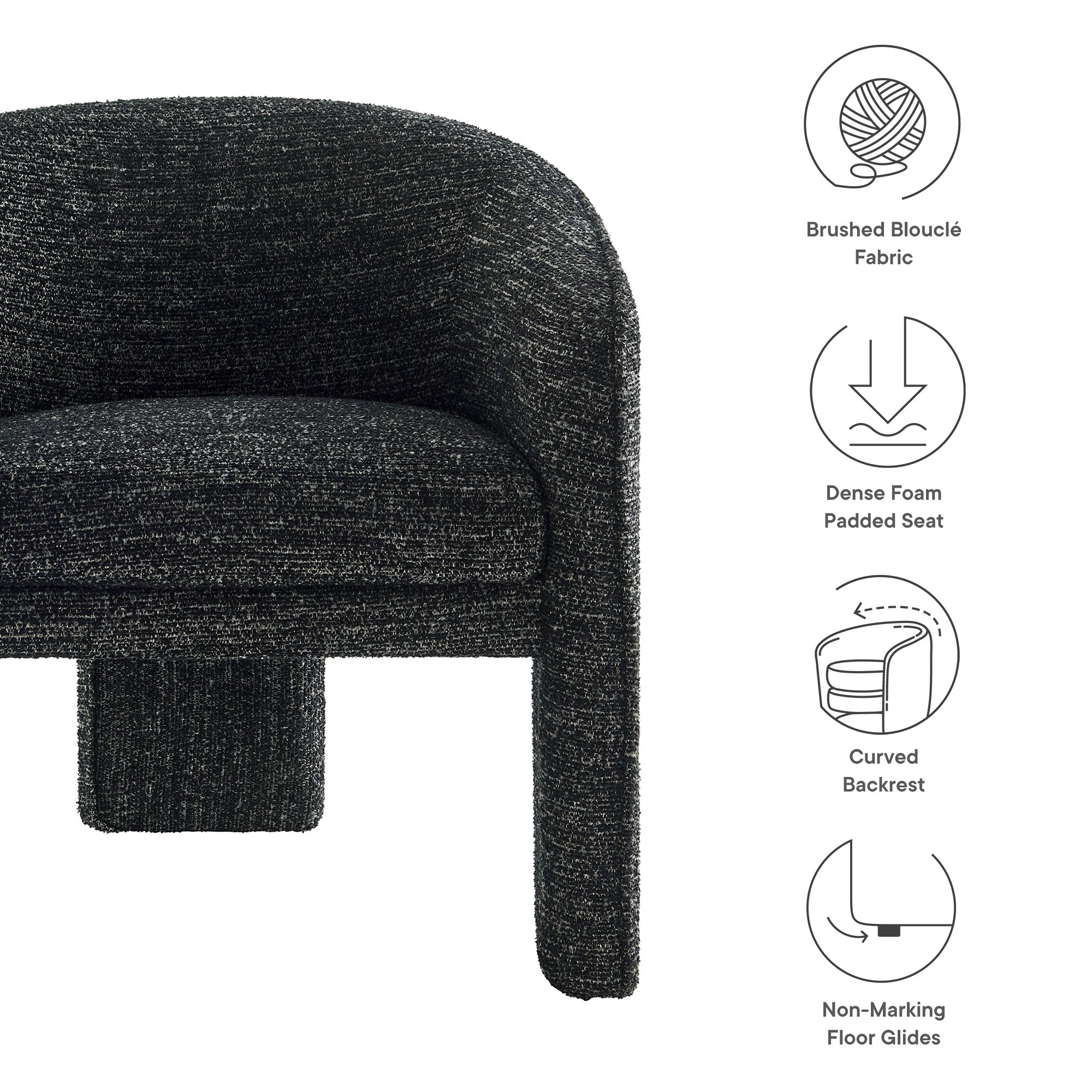 Greer Boucle Fabric Upholstered Accent Armchair by Modway