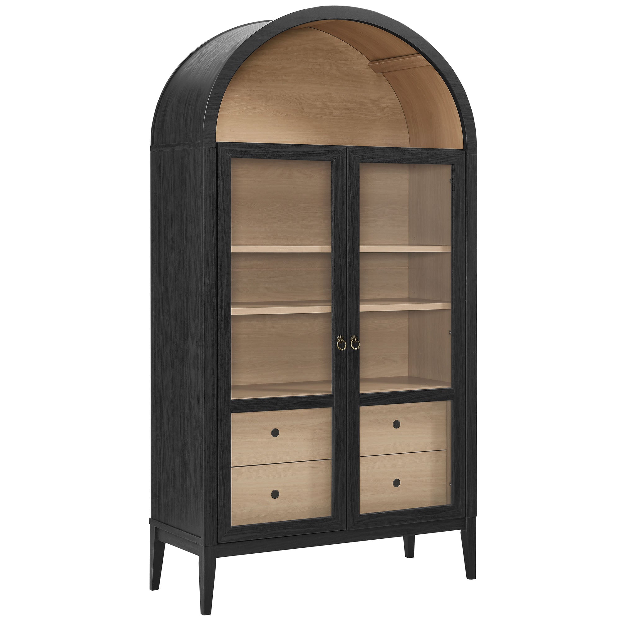 Nolan 1-Piece Wood Storage Cabinet with Arched Glass Doors