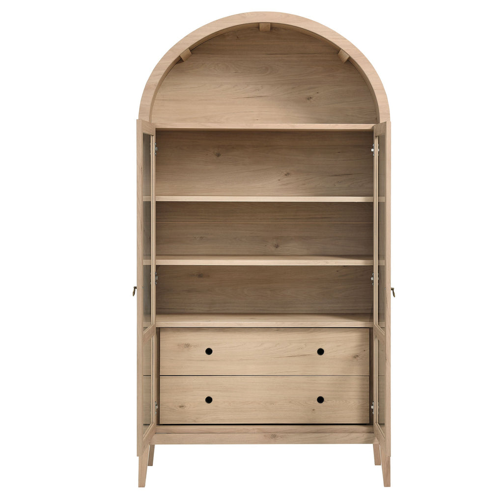 Nolan 1-Piece Wood Storage Cabinet with Arched Glass Doors