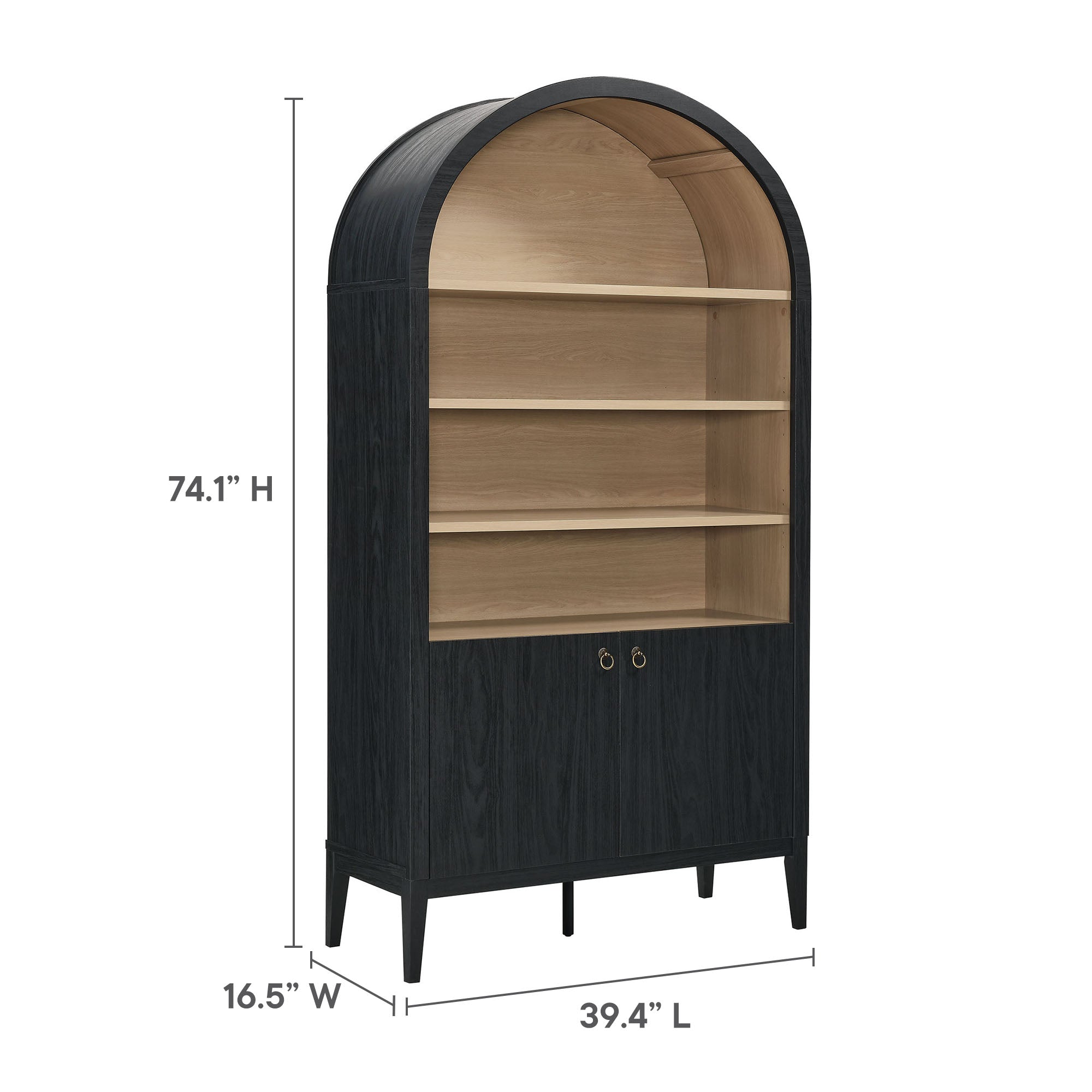 Nolan 74" Tall Wide Arched Storage Display Cabinet Bookshelf by Modway