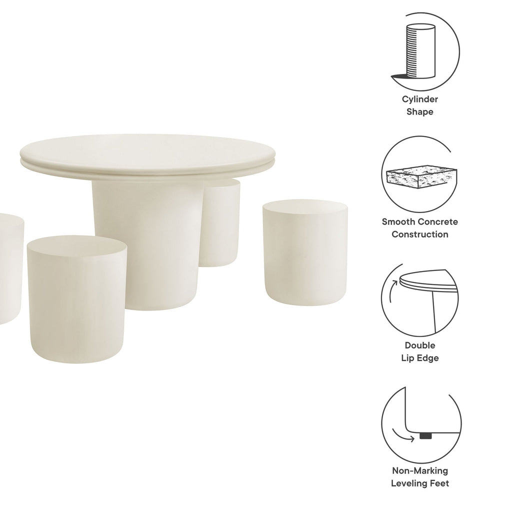 Brion Indoor-Outdoor Patio Concrete 5 Piece Dining Table Set by Modway