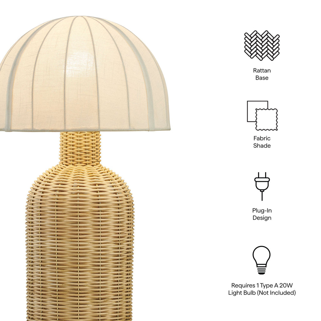 Santo Rattan Table Lamp with Dome Shade by Modway