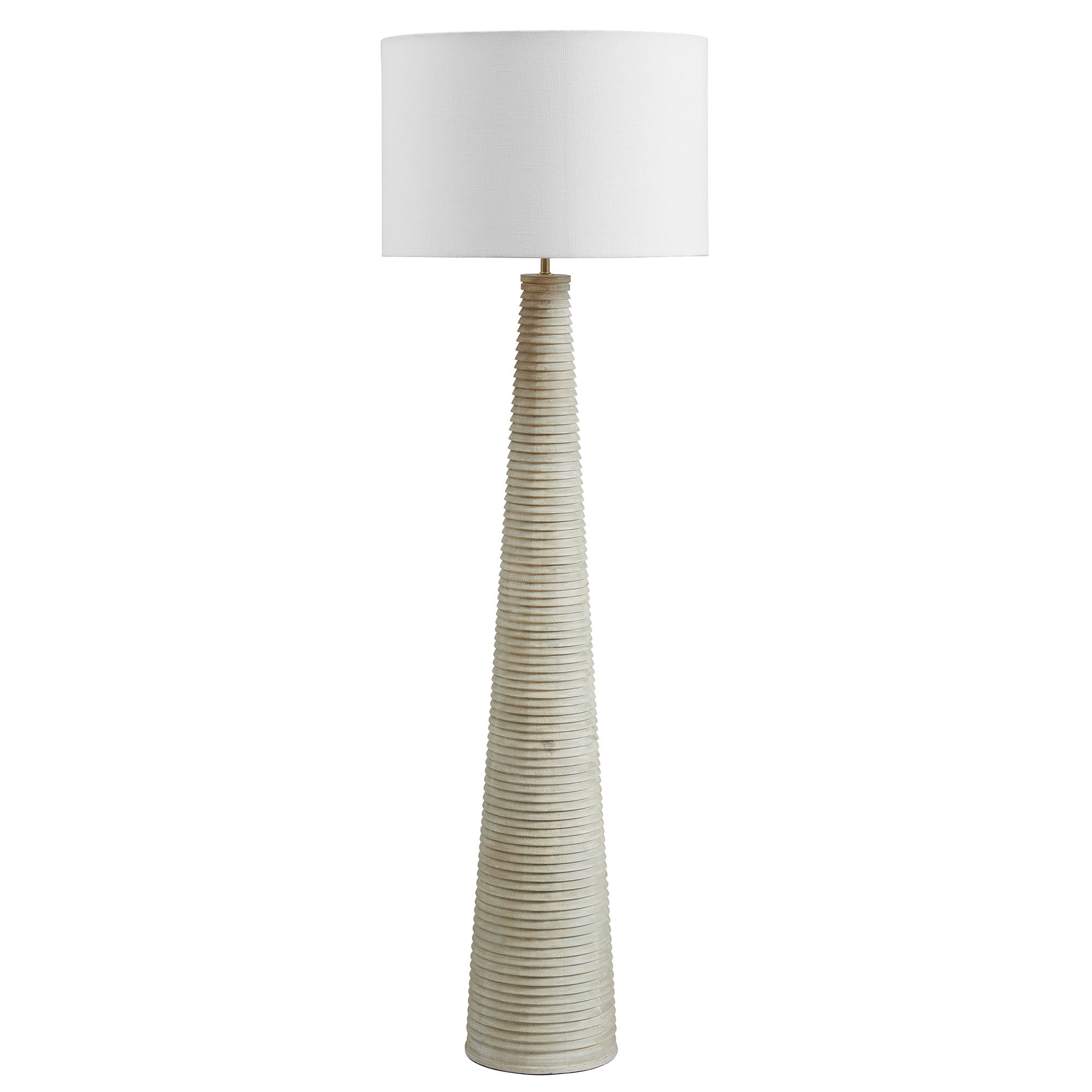 Saylor Carved Ribbed Wood Floor Lamp with Drum Shade by Modway