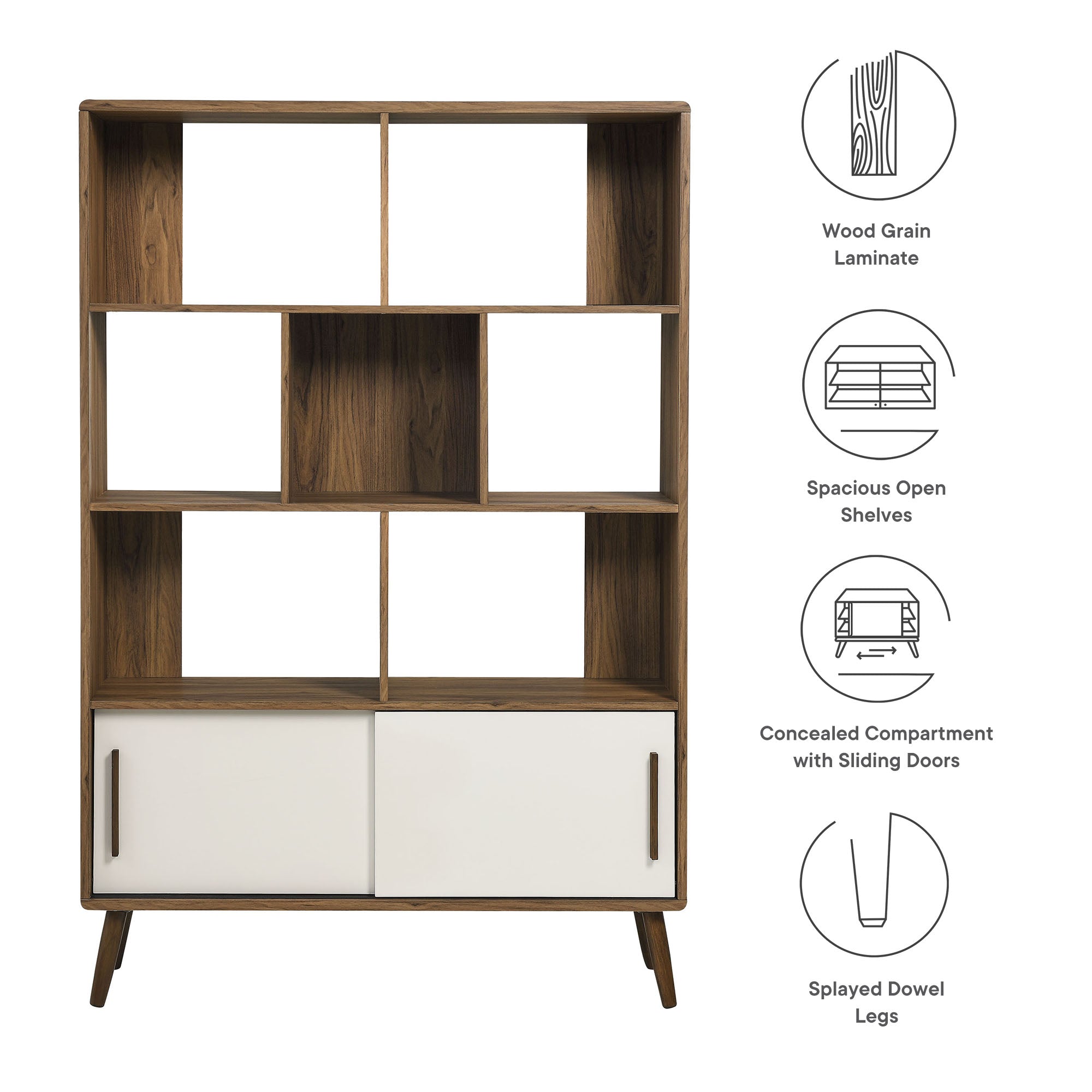 Transmit 45" Four-Tier Bookcase with Sliding Doors